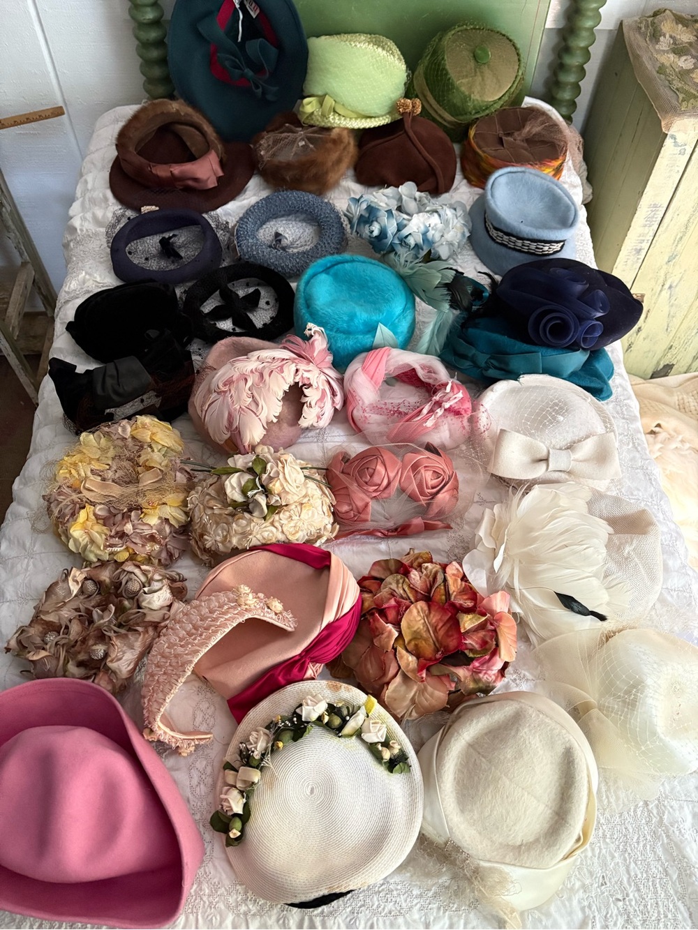 Vintage Millinery Flower Hat Lot of 35 AS IS